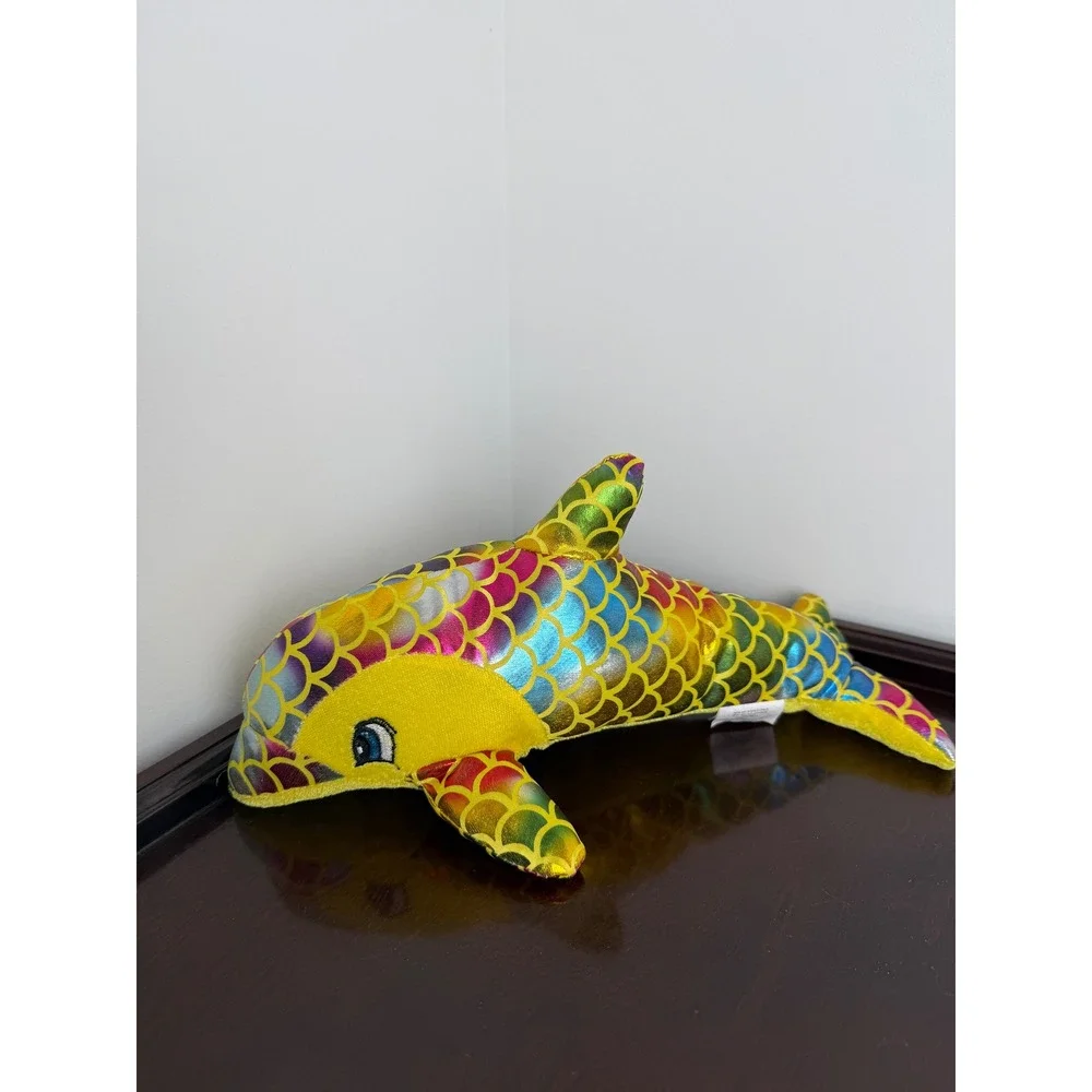UNBRANDED Dolphin Plush Toy Kids Yellow Rainbow Metallic Scale 13